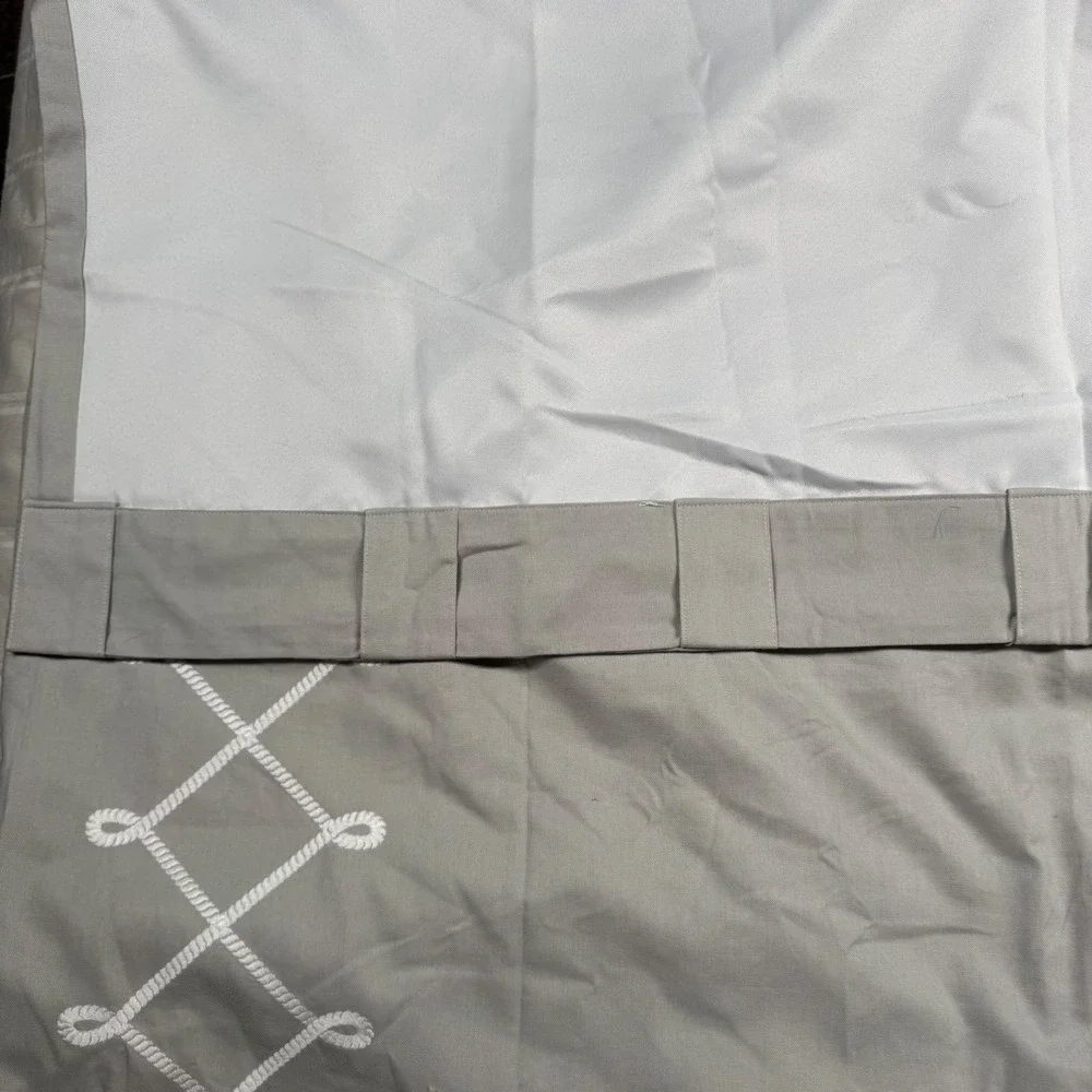 Pottery Barn Kids Gray White Rope Lattice Blackout Curtain Panel 44x96 Cotton